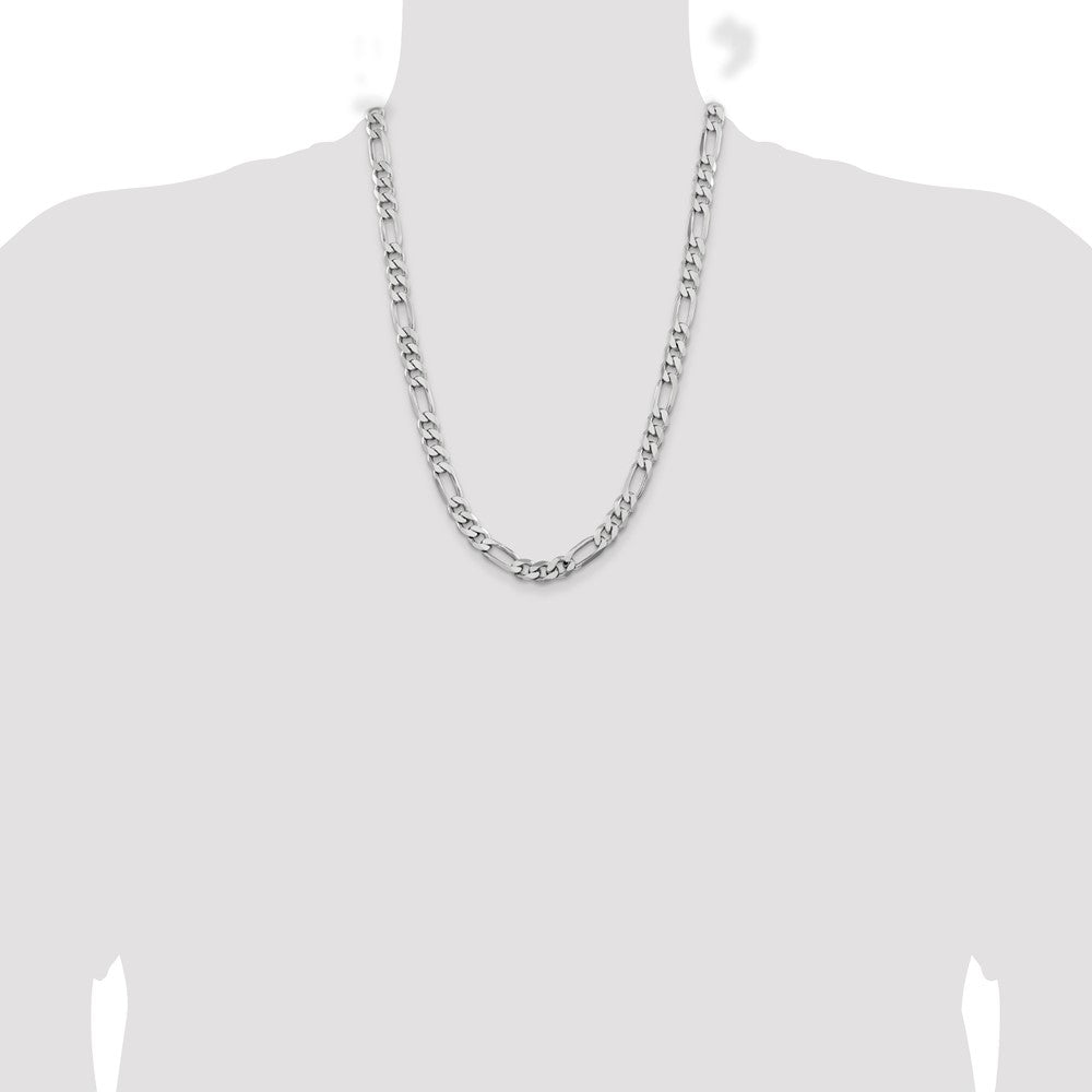 Sterling Silver Rhodium-plated 7.75mm Figaro Chain - Product Photo