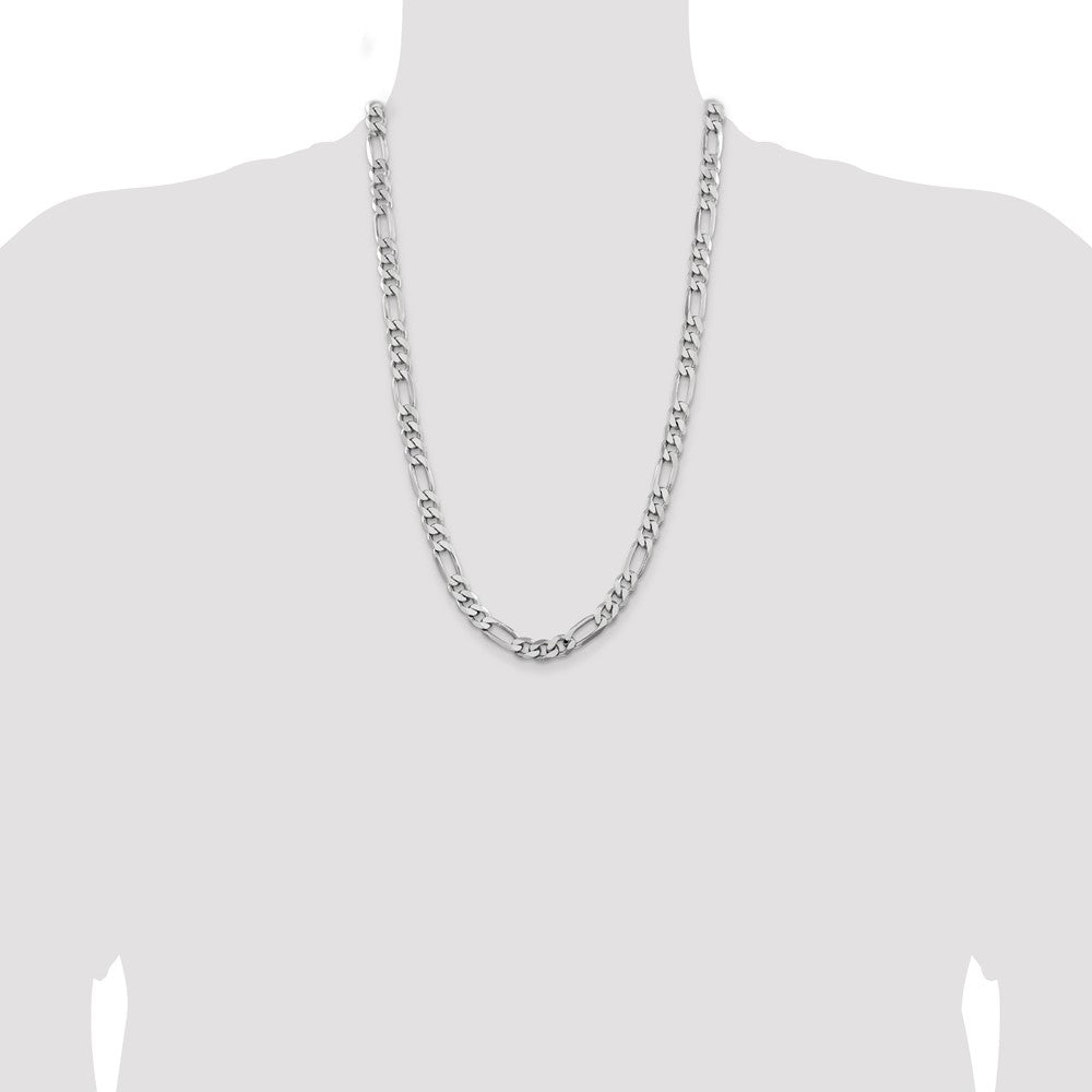 Sterling Silver Rhodium-plated 7.75mm Figaro Chain - Product Photo