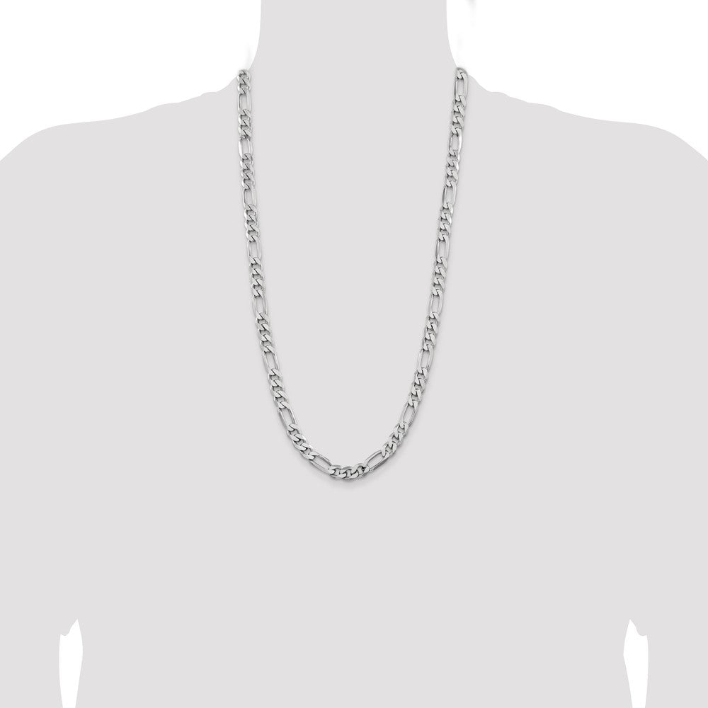 Sterling Silver Rhodium-plated 7.75mm Figaro Chain - Product Photo