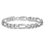 Sterling Silver Rhodium-plated 7.75mm Figaro Chain - Product Photo