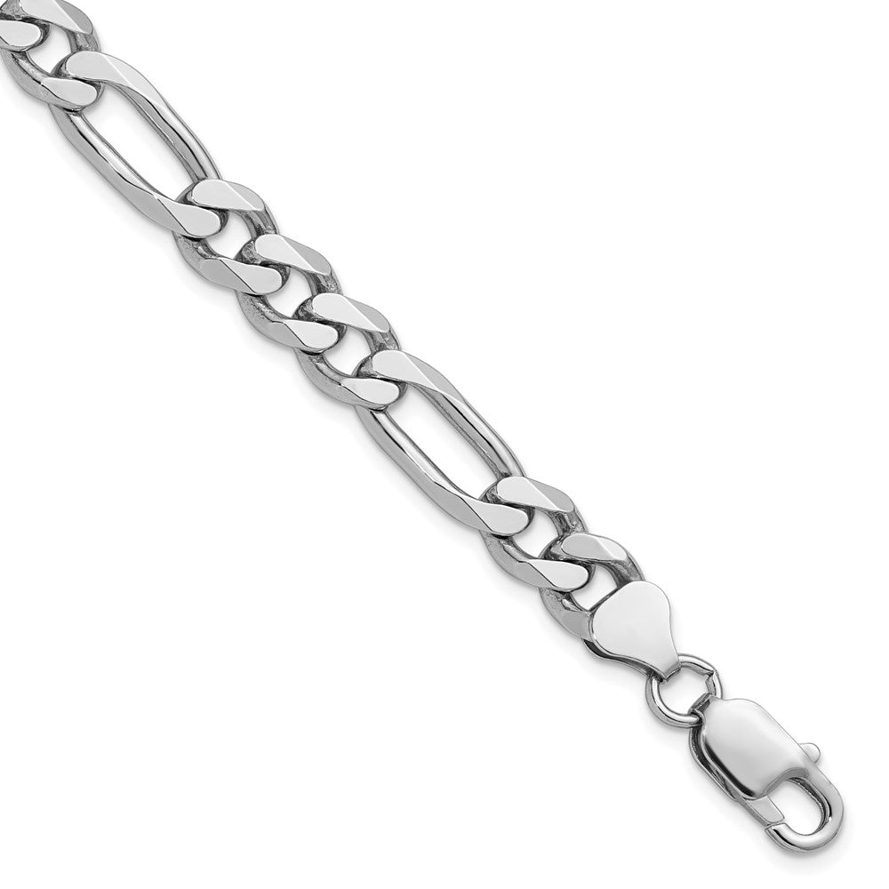 Sterling Silver Rhodium-plated 7.75mm Figaro Chain - Product Photo