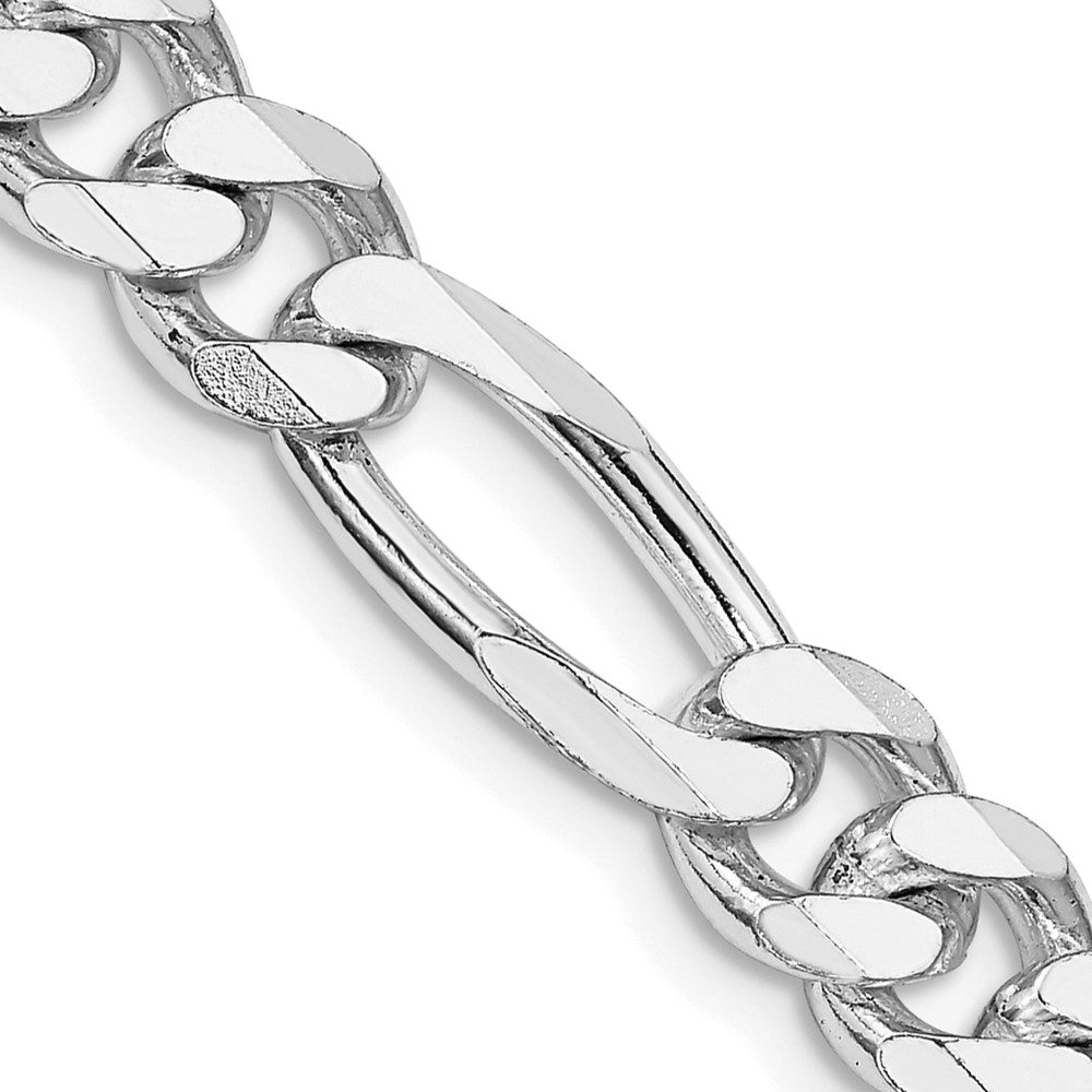 Sterling Silver Rhodium-plated 7.75mm Figaro Chain Necklace 20"-28"