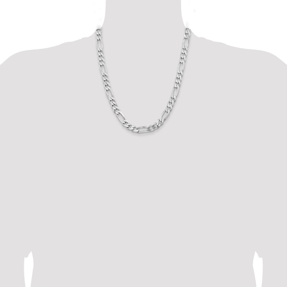 Sterling Silver Rhodium-plated 9mm Figaro Chain - Product Photo