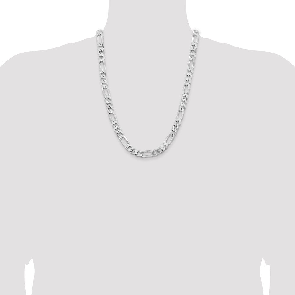 Sterling Silver Rhodium-plated 9mm Figaro Chain - Product Photo