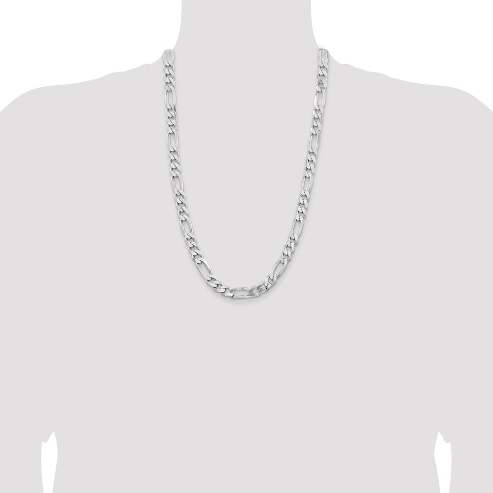 Sterling Silver Rhodium-plated 9mm Figaro Chain - Product Photo