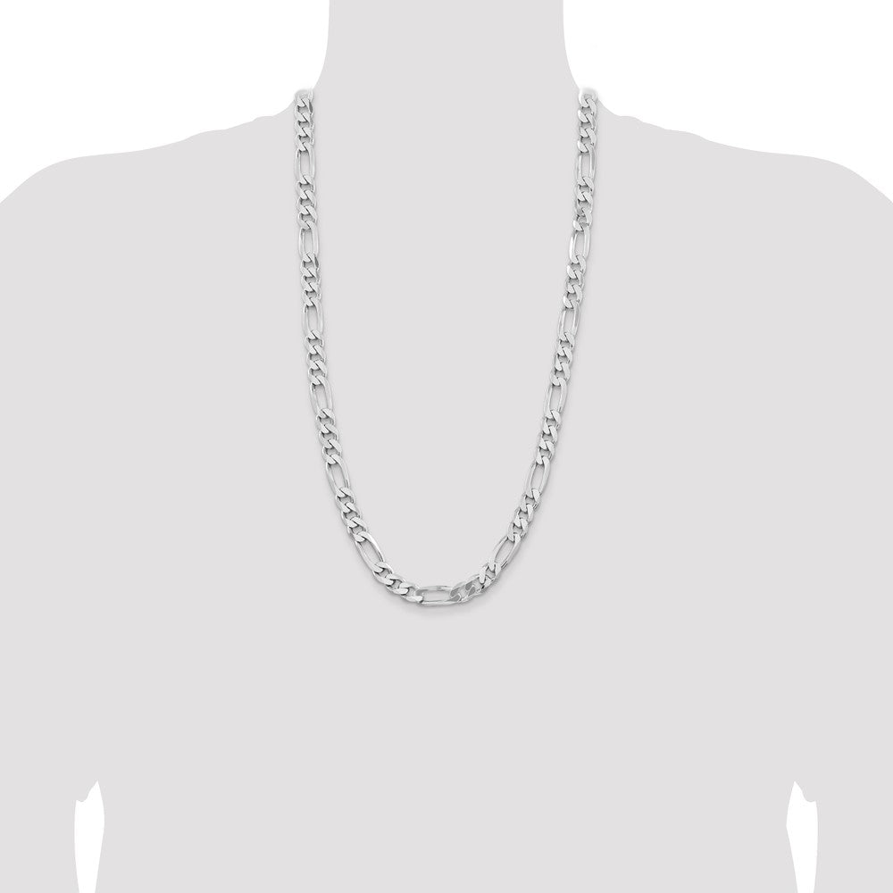 Sterling Silver Rhodium-plated 9mm Figaro Chain - Product Photo