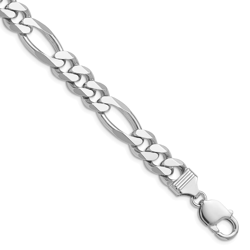 Sterling Silver Rhodium-plated 10.2mm Figaro Chain Necklace 20"-28"