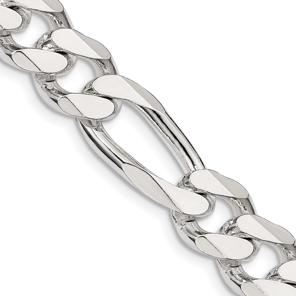 Sterling Silver 10.75mm Figaro Chain Necklace 18"-30"