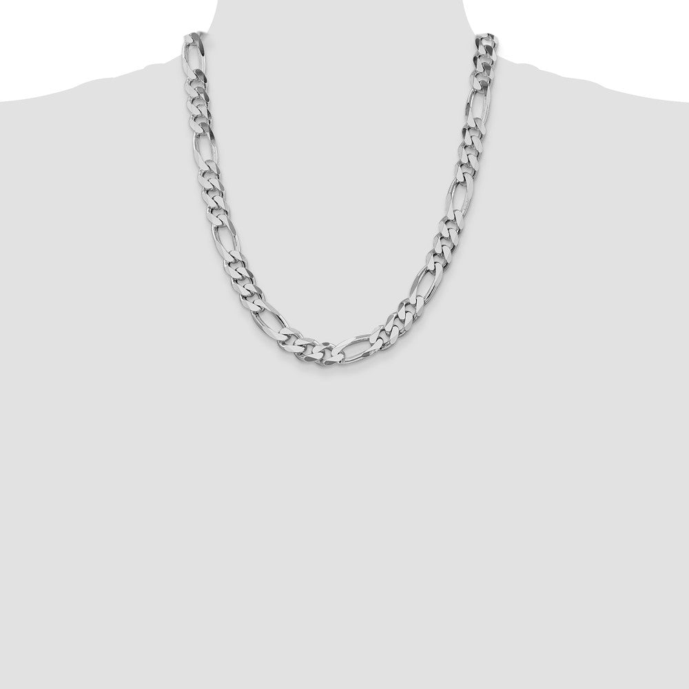 Sterling Silver Rhodium-plated 10.75mm Figaro Chain - Product Photo