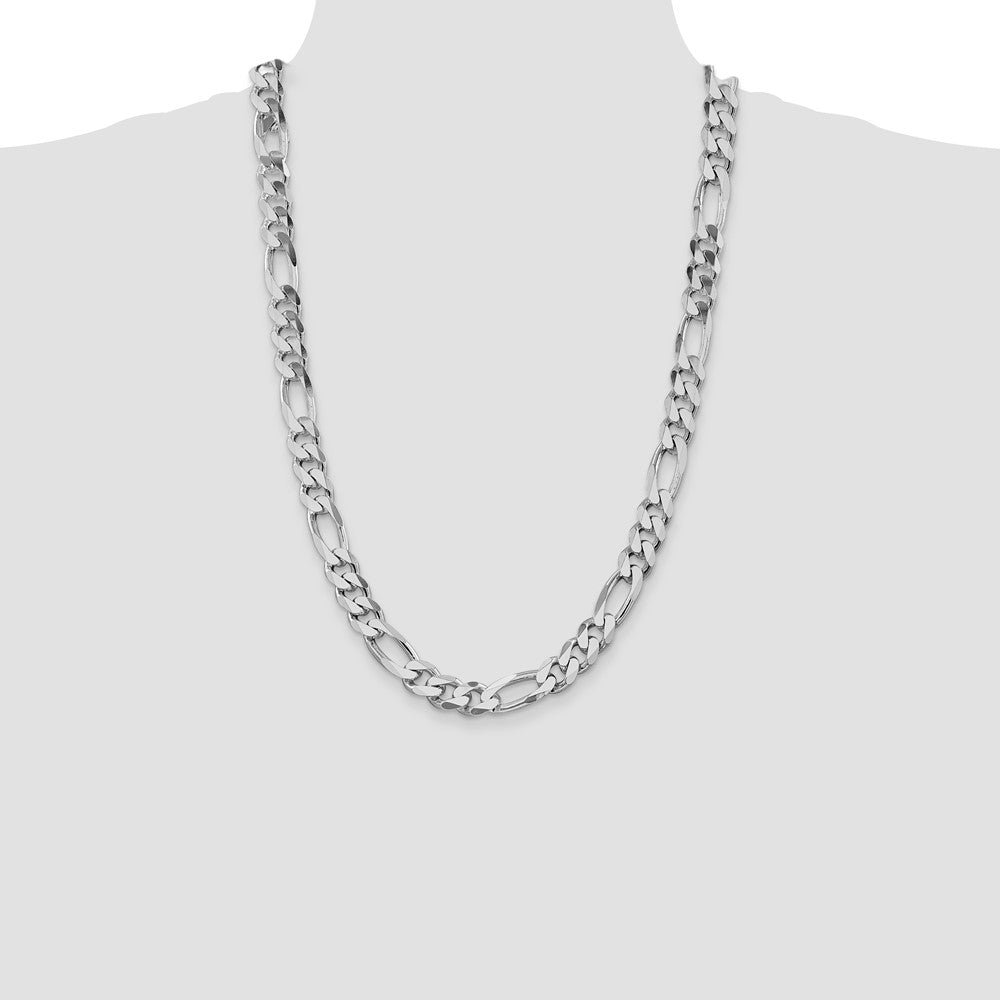 Sterling Silver Rhodium-plated 10.75mm Figaro Chain - Product Photo