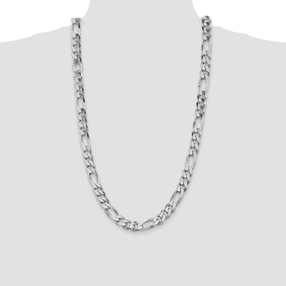 Sterling Silver Rhodium-plated 10.75mm Figaro Chain - Product Photo