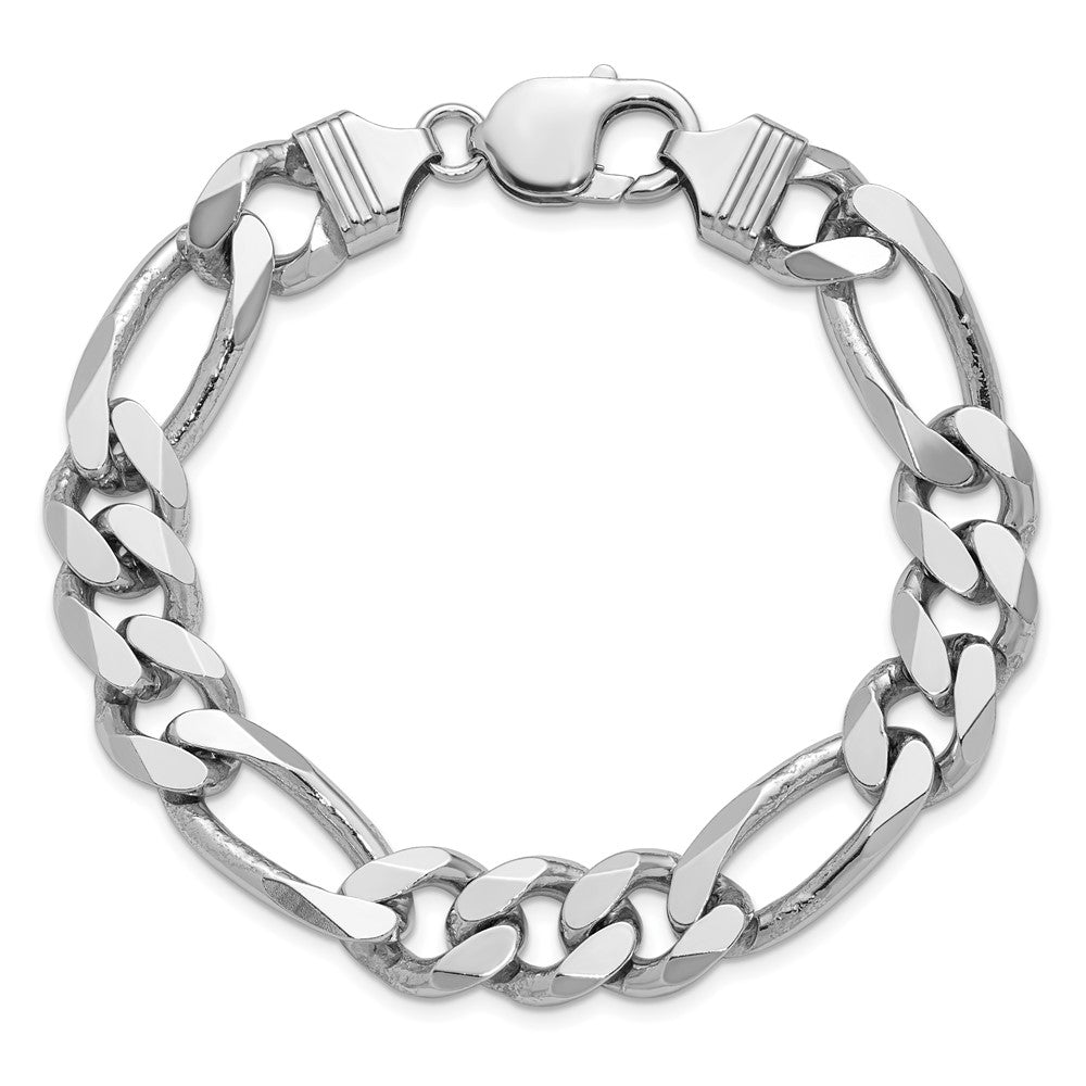 Sterling Silver Rhodium-plated 10.75mm Figaro Chain - Product Photo