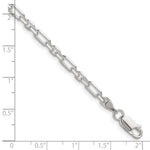 Sterling Silver D/C 4mm 3 Short Plus 1 Long Cable Link Chain Bracelet 7"-8" - Product Photo