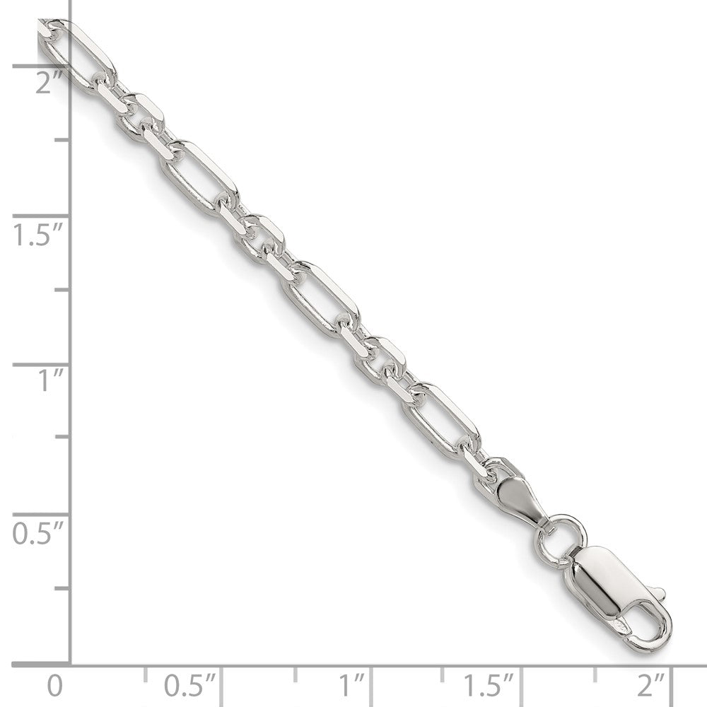 Sterling Silver D/C 4mm 3 Short Plus 1 Long Cable Link Chain Bracelet 7"-8" - Product Photo