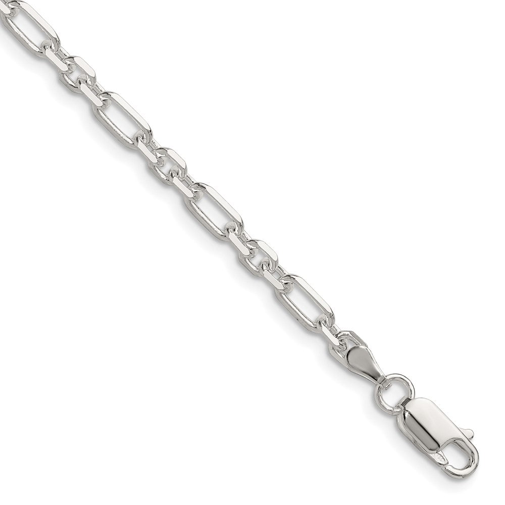 Sterling Silver D/C 4mm 3 Short Plus 1 Long Cable Link Chain Bracelet 7"-8" - Product Photo