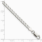 Sterling Silver 3.25mm Diamond-Cut Square Curb Chain Bracelet 7"-9" - Product Photo