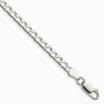 Sterling Silver 3.25mm Diamond-Cut Square Curb Chain Bracelet 7"-9" - Product Photo
