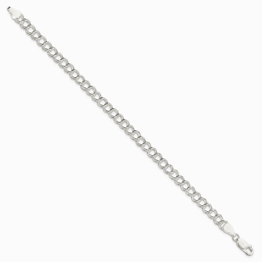 Sterling Silver 5.25mm Solid Double Link Charm Bracelet - Product Photo