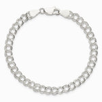 Sterling Silver 5.25mm Solid Double Link Charm Bracelet - Product Photo