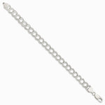 Sterling Silver 7.75mm Solid Double Link Charm Bracelet - Product Photo