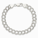 Sterling Silver 7.75mm Solid Double Link Charm Bracelet - Product Photo