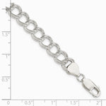 Sterling Silver 7.75mm Solid Double Link Charm Bracelet - Product Photo
