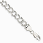 Sterling Silver 7.75mm Solid Double Link Charm Bracelet - Product Photo