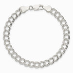 Sterling Silver 6mm Solid Double Link Charm Bracelet - Product Photo