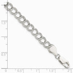 Sterling Silver 6mm Solid Double Link Charm Bracelet - Product Photo