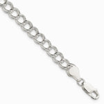 Sterling Silver 6mm Solid Double Link Charm Bracelet - Product Photo