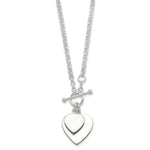 Sterling Silver Engraveable Double Heart Toggle Necklace - Product Photo