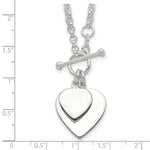 Sterling Silver Engraveable Double Heart Toggle Necklace - Product Photo