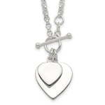 Sterling Silver Engraveable Double Heart Toggle Necklace - Product Photo