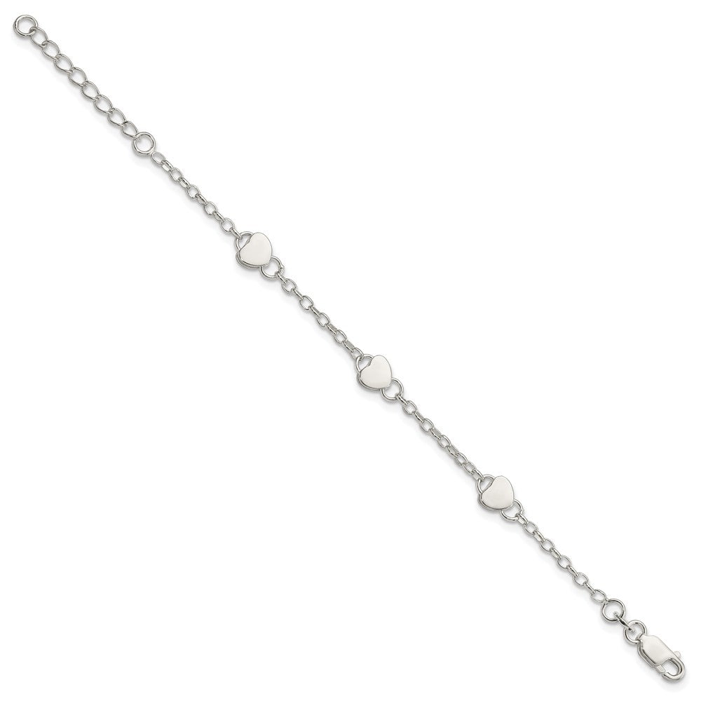 Sterling Silver Heart Childs 5 Inch Plus 1 Inch Ext. Bracelet - Product Photo
