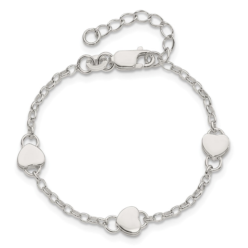 Sterling Silver Heart Childs 5 Inch Plus 1 Inch Ext. Bracelet - Product Photo