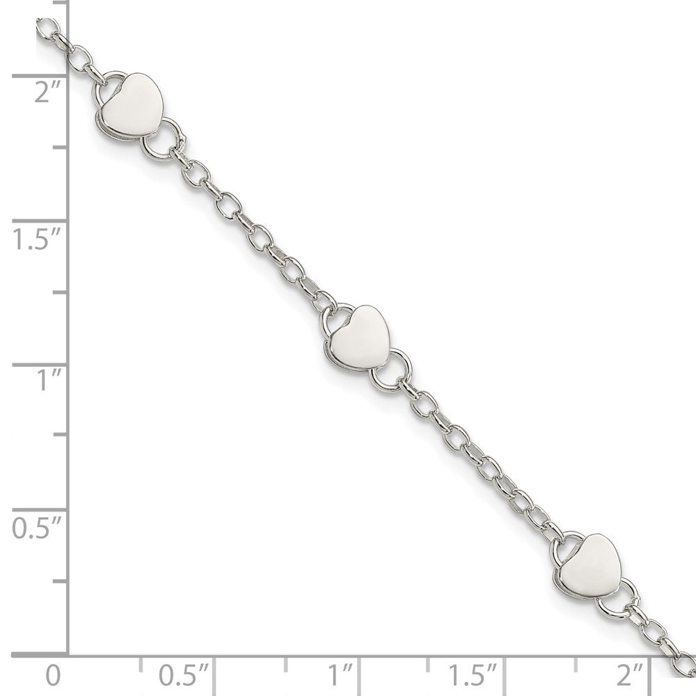 Sterling Silver Heart Childs 5 Inch Plus 1 Inch Ext. Bracelet - Product Photo
