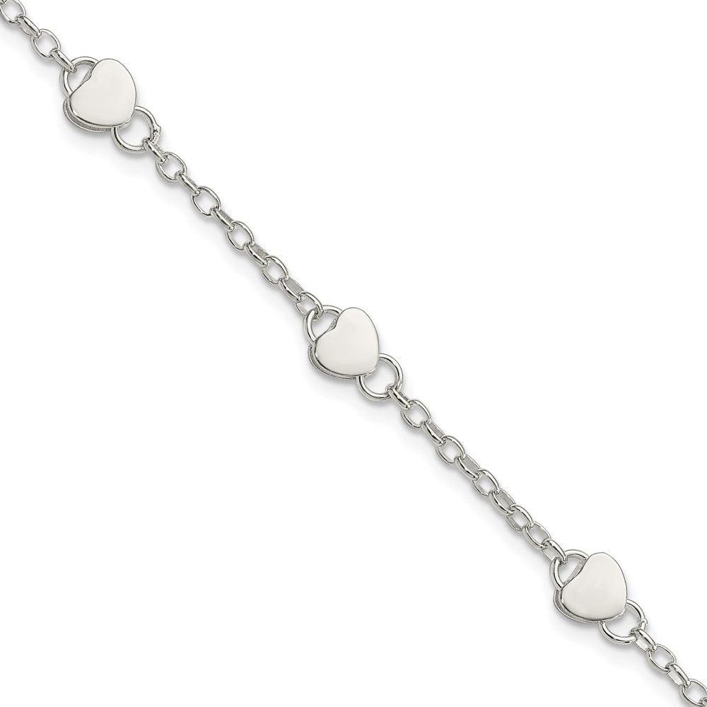 Sterling Silver Heart Childs 5 Inch Plus 1 Inch Ext. Bracelet - Product Photo