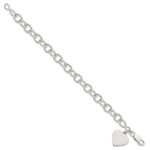 Sterling Silver Engraveable Heart Fancy Link Bracelet - Product Photo