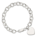 Sterling Silver Engraveable Heart Fancy Link Bracelet - Product Photo