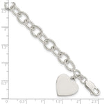 Sterling Silver Engraveable Heart Fancy Link Bracelet - Product Photo