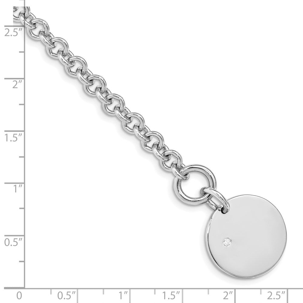 Sterling Silver Rhodium-plated .03ct Diamond Disc Bracelet - Product Photo