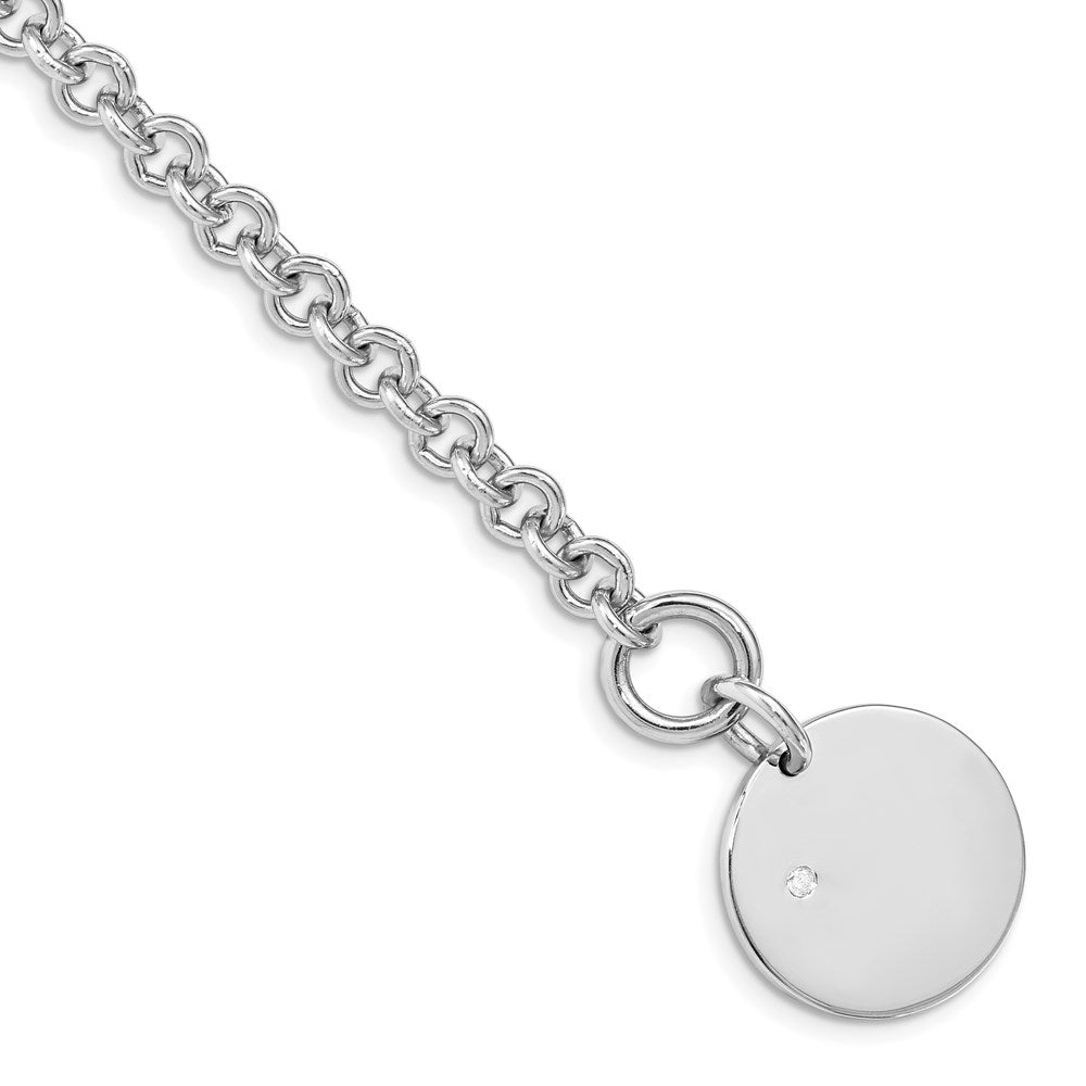Sterling Silver Rhodium-plated .03ct Diamond Disc Bracelet - Product Photo