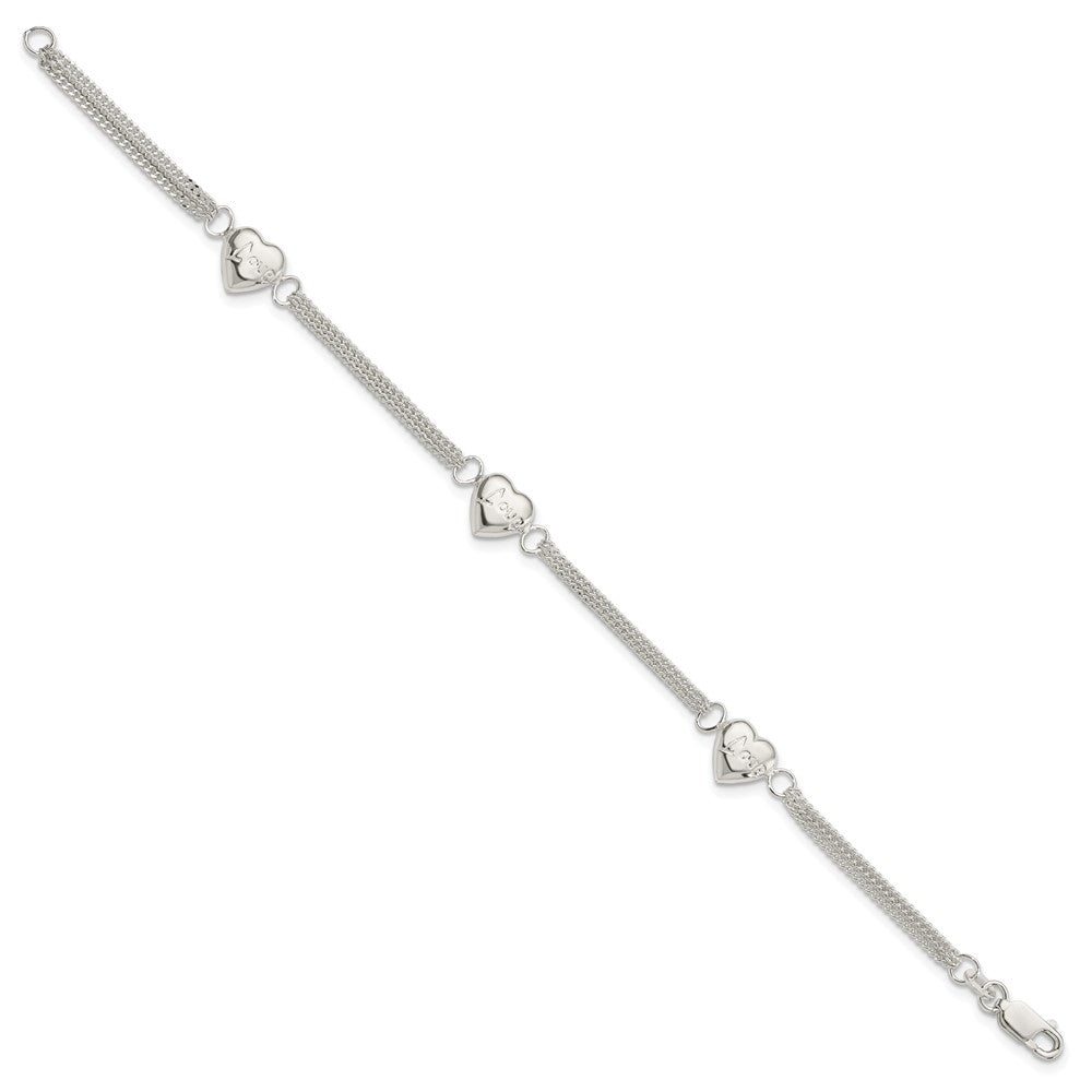 Sterling Silver Heart with Love Bracelet - Product Photo