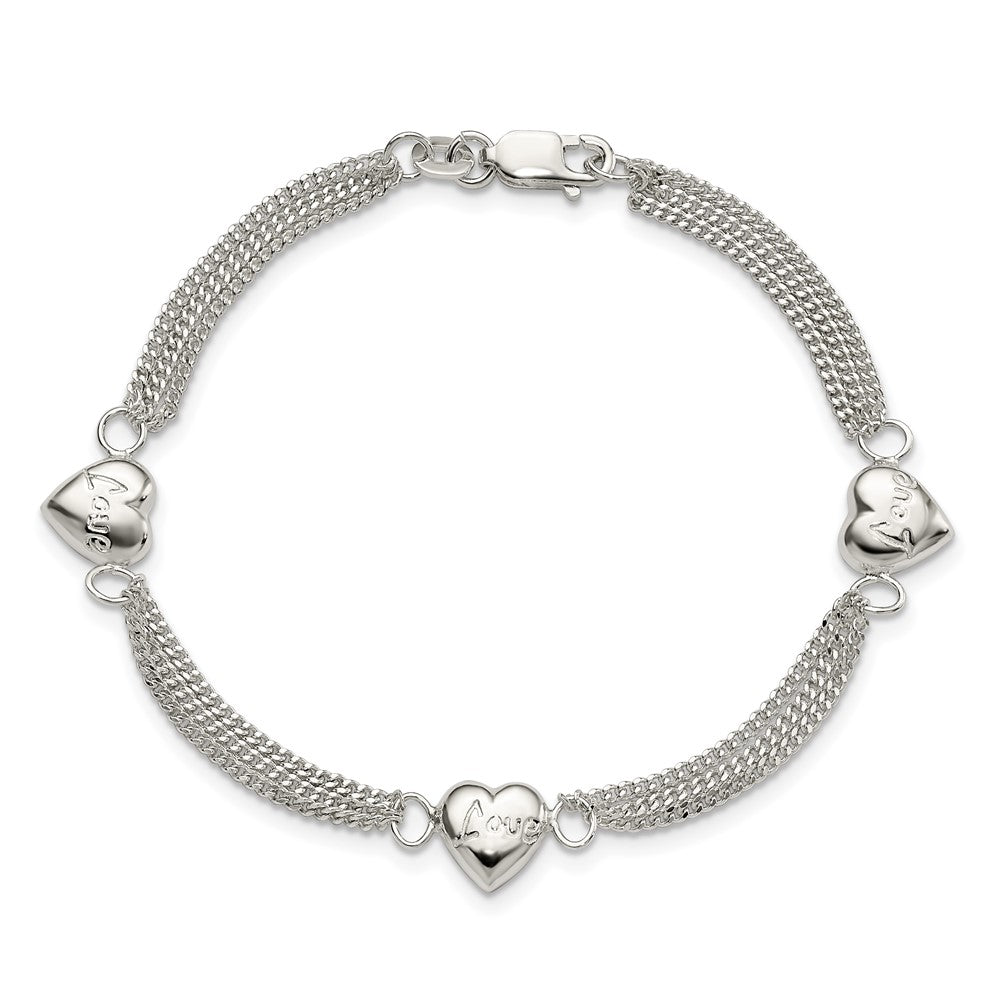 Sterling Silver Heart with Love Bracelet - Product Photo