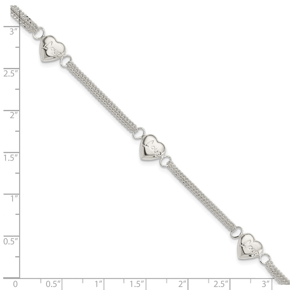 Sterling Silver Heart with Love Bracelet - Product Photo
