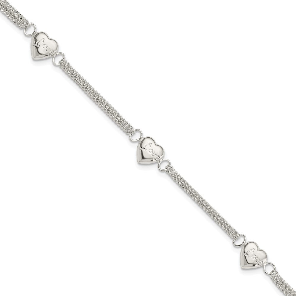 Sterling Silver Heart with Love Bracelet - Product Photo