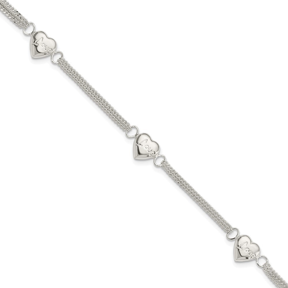 Sterling Silver Heart with Love Bracelet - Product Photo
