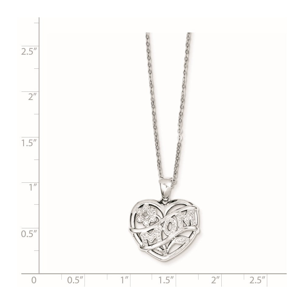 Sterling Silver Rhodium-plated MOM Necklace - Product Photo