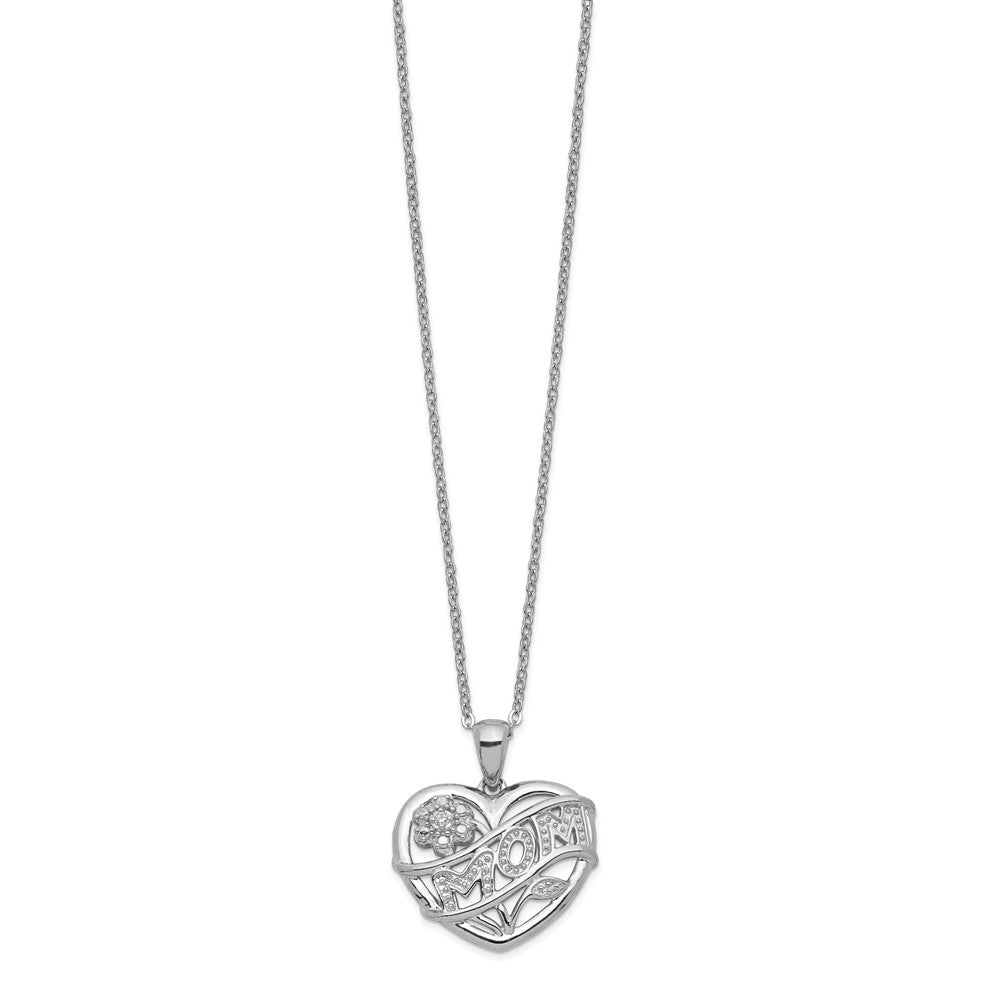 Sterling Silver Rhodium-plated MOM Necklace - Product Photo