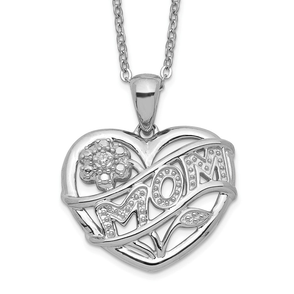 Sterling Silver Rhodium-plated MOM Necklace - Product Photo